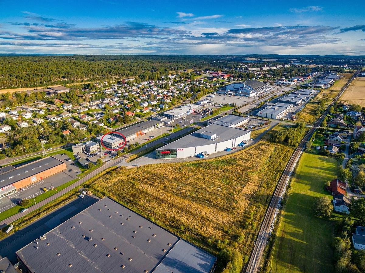 Flyfoto av Dikeveien-området mellom Fredrikstad og Sarpsborg